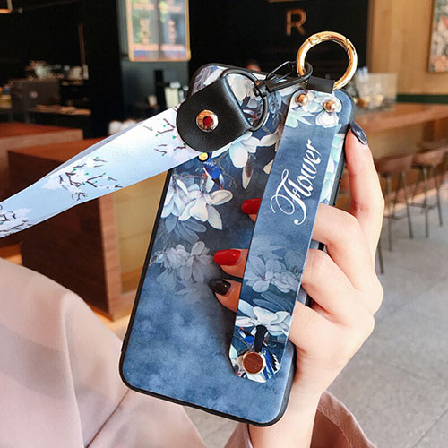 Silicone Candy Rubber Flowers Soft Case for Huawei P20 Pro Blue