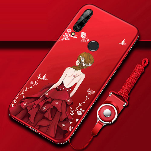 Silicone Candy Rubber Gel Dress Party Girl Soft Case Cover for Huawei Enjoy 10 Plus Red