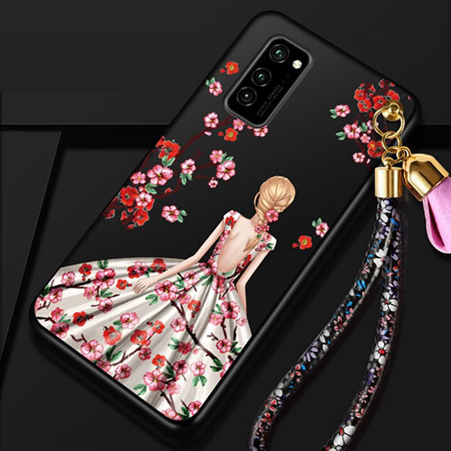 Silicone Candy Rubber Gel Dress Party Girl Soft Case Cover for Huawei Honor V30 5G Brown