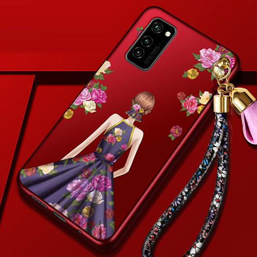 Silicone Candy Rubber Gel Dress Party Girl Soft Case Cover for Huawei Honor V30 Pro 5G Purple