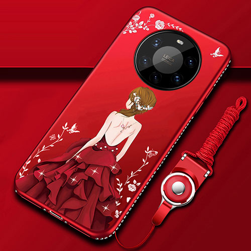 Silicone Candy Rubber Gel Dress Party Girl Soft Case Cover for Huawei Mate 40 Pro+ Plus Red