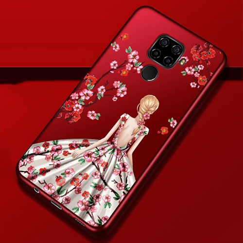 Silicone Candy Rubber Gel Dress Party Girl Soft Case Cover for Huawei Nova 5z Red Wine