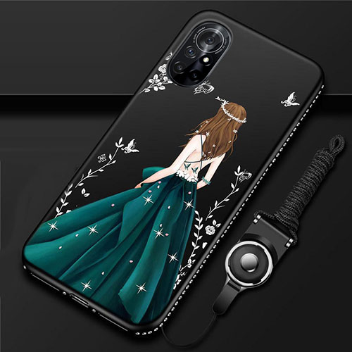 Silicone Candy Rubber Gel Dress Party Girl Soft Case Cover for Huawei Nova 8 5G Black