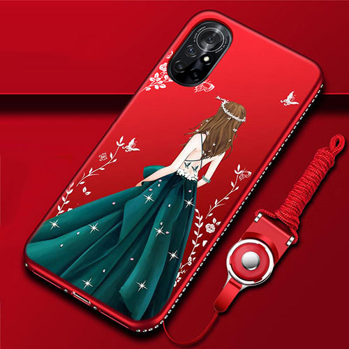 Silicone Candy Rubber Gel Dress Party Girl Soft Case Cover for Huawei Nova 8 5G Green