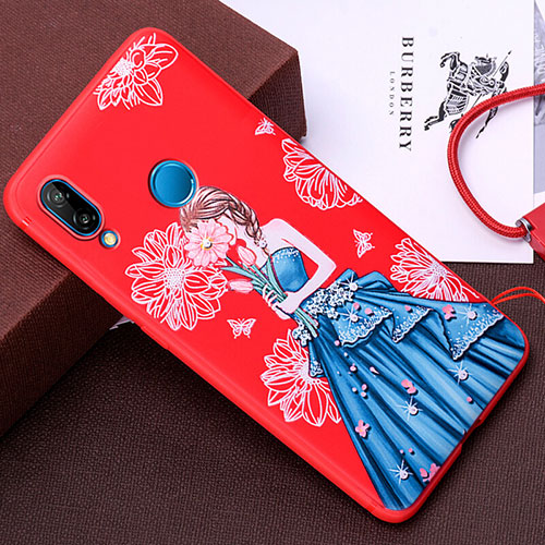 Silicone Candy Rubber Gel Dress Party Girl Soft Case Cover for Huawei P20 Lite Sky Blue