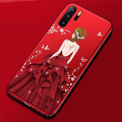 Silicone Candy Rubber Gel Dress Party Girl Soft Case Cover for Huawei P30 Pro New Edition Red