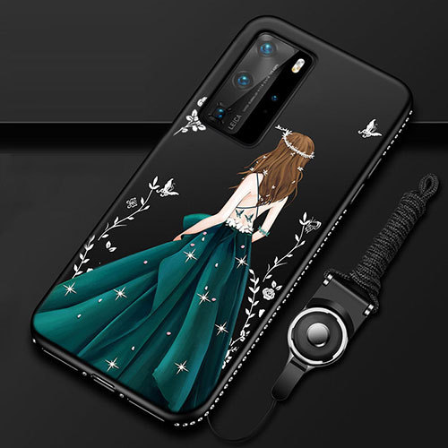 Silicone Candy Rubber Gel Dress Party Girl Soft Case Cover for Huawei P40 Pro Green