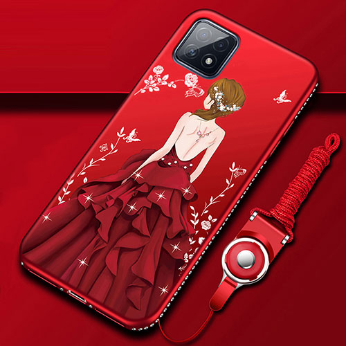 Silicone Candy Rubber Gel Dress Party Girl Soft Case Cover for Oppo A72 5G Red