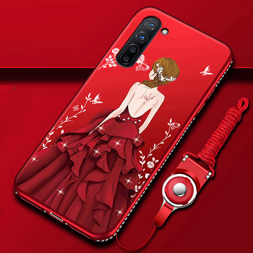 Silicone Candy Rubber Gel Dress Party Girl Soft Case Cover for Oppo F15 Red