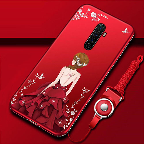 Silicone Candy Rubber Gel Dress Party Girl Soft Case Cover for Oppo Reno Ace Red