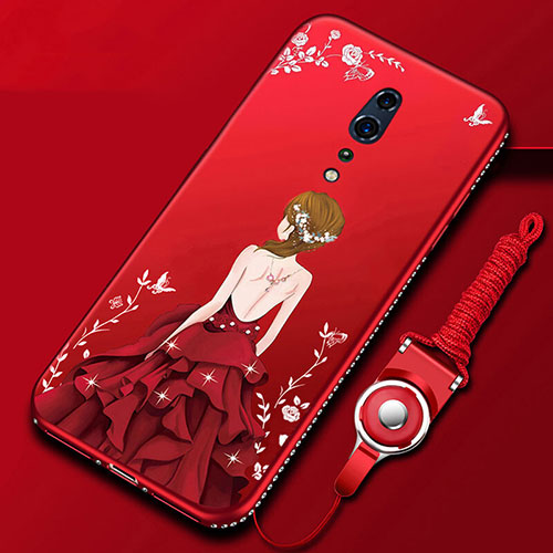 Silicone Candy Rubber Gel Dress Party Girl Soft Case Cover for Oppo Reno Z Red