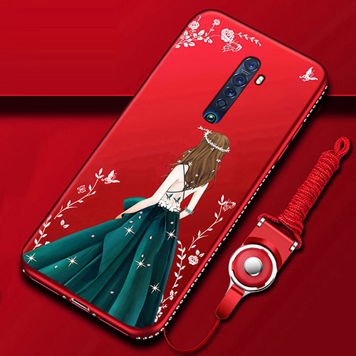 Silicone Candy Rubber Gel Dress Party Girl Soft Case Cover for Oppo Reno2 Red