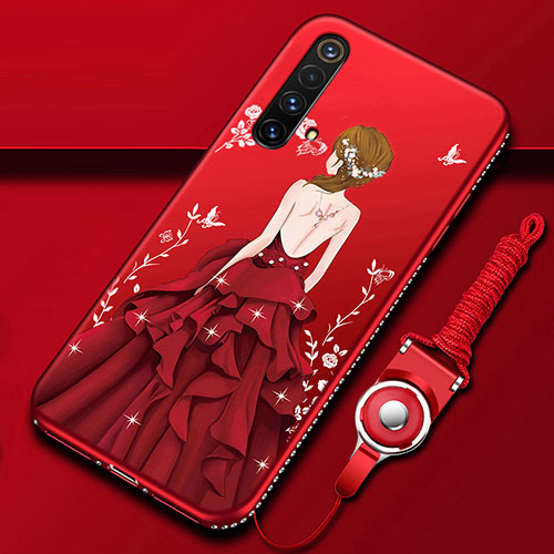 Silicone Candy Rubber Gel Dress Party Girl Soft Case Cover for Realme X50 5G Red