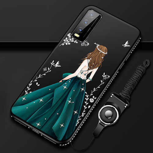 Silicone Candy Rubber Gel Dress Party Girl Soft Case Cover for Vivo Y20i India Green