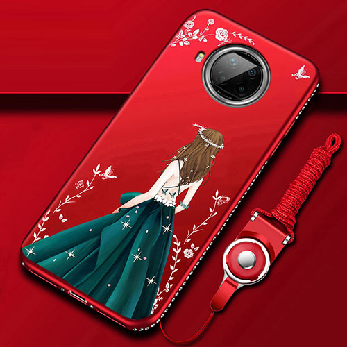 Silicone Candy Rubber Gel Dress Party Girl Soft Case Cover for Xiaomi Mi 10i 5G Red Wine