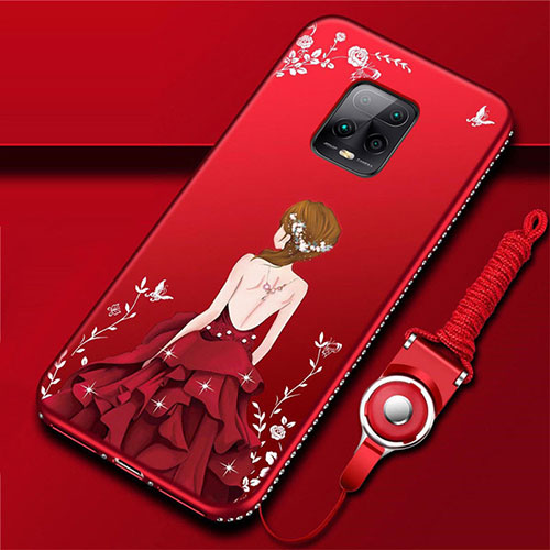 Silicone Candy Rubber Gel Dress Party Girl Soft Case Cover for Xiaomi Redmi 10X Pro 5G Red