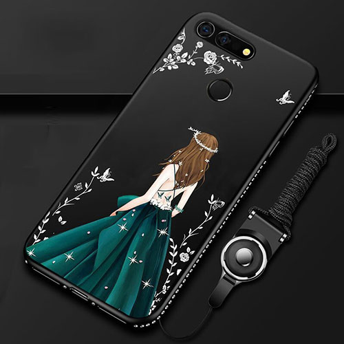 Silicone Candy Rubber Gel Dress Party Girl Soft Case Cover K01 for Huawei Honor View 20 Green