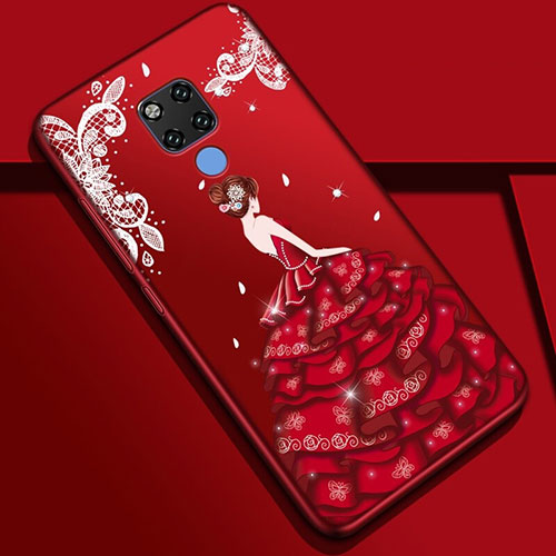 Silicone Candy Rubber Gel Dress Party Girl Soft Case Cover K01 for Huawei Mate 20 Red Wine