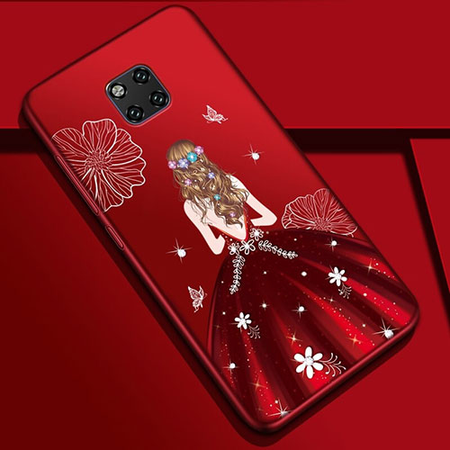 Silicone Candy Rubber Gel Dress Party Girl Soft Case Cover K02 for Huawei Mate 20 Pro Red Wine