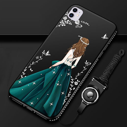 Silicone Candy Rubber Gel Dress Party Girl Soft Case Cover M01 for Apple iPhone 11 Green