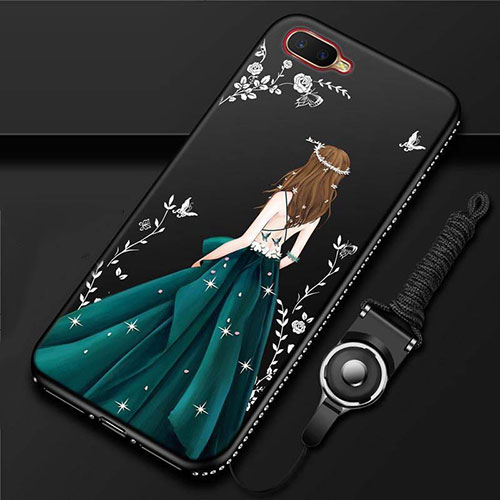 Silicone Candy Rubber Gel Dress Party Girl Soft Case Cover M02 for Oppo K1 Black
