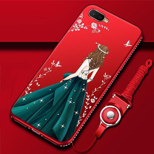 Silicone Candy Rubber Gel Dress Party Girl Soft Case Cover M02 for Oppo R17 Neo Green