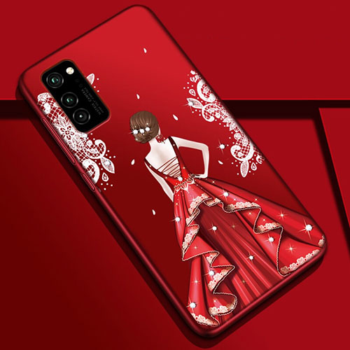 Silicone Candy Rubber Gel Dress Party Girl Soft Case Cover S01 for Huawei Honor V30 Pro 5G Colorful