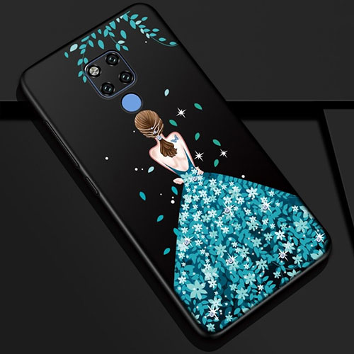 Silicone Candy Rubber Gel Dress Party Girl Soft Case Cover S01 for Huawei Mate 20 X 5G Blue