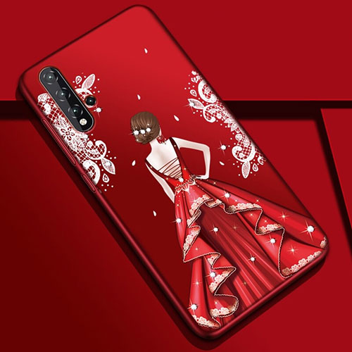 Silicone Candy Rubber Gel Dress Party Girl Soft Case Cover S01 for Huawei Nova 5 Mixed