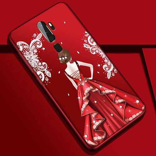 Silicone Candy Rubber Gel Dress Party Girl Soft Case Cover S01 for Oppo A5 (2020) Mixed