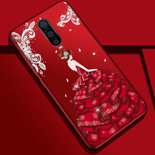 Silicone Candy Rubber Gel Dress Party Girl Soft Case Cover S01 for Oppo RX17 Pro Red
