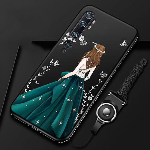 Silicone Candy Rubber Gel Dress Party Girl Soft Case Cover S01 for Xiaomi Mi Note 10 Pro Green