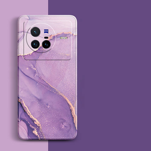 Silicone Candy Rubber Gel Fashionable Pattern Soft Case Cover for Vivo X80 5G Clove Purple