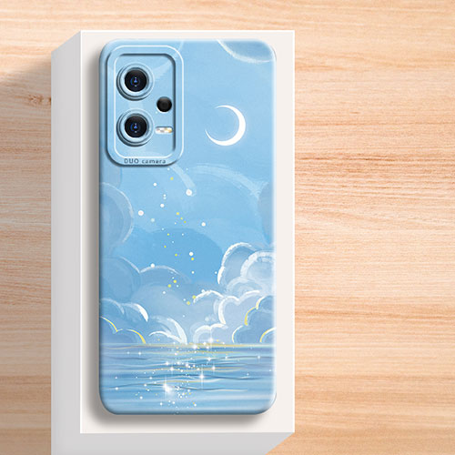 Silicone Candy Rubber Gel Fashionable Pattern Soft Case Cover for Xiaomi Redmi Note 12 Pro 5G Blue