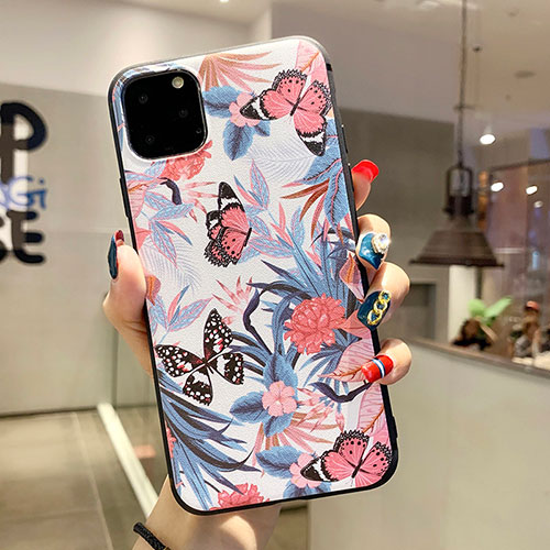 Silicone Candy Rubber Gel Fashionable Pattern Soft Case Cover H06 for Apple iPhone 11 Pro Max Pink