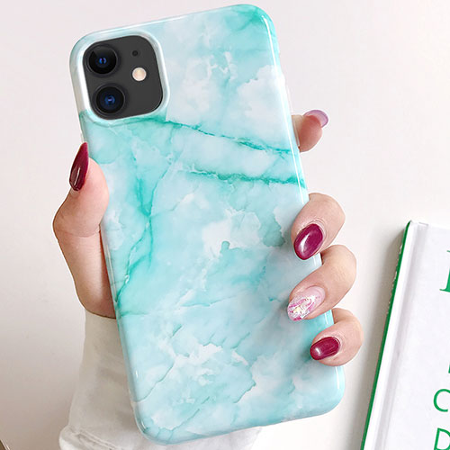 Silicone Candy Rubber Gel Fashionable Pattern Soft Case Cover S02 for Apple iPhone 11 Cyan