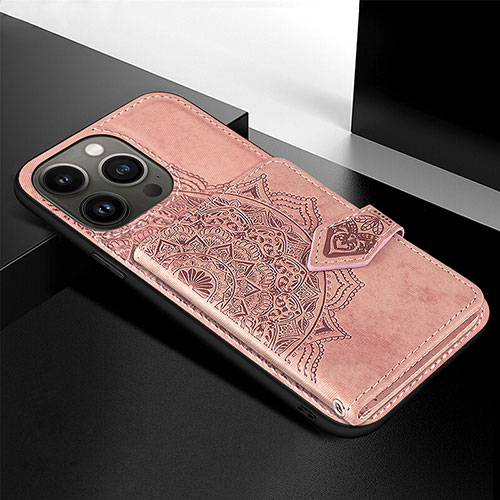 Silicone Candy Rubber Gel Fashionable Pattern Soft Case Cover S02 for Apple iPhone 14 Pro Rose Gold