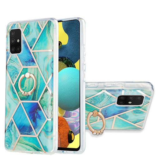 Silicone Candy Rubber Gel Fashionable Pattern Soft Case Cover with Finger Ring Stand Y01B for Samsung Galaxy M40S Green