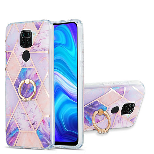 Silicone Candy Rubber Gel Fashionable Pattern Soft Case Cover with Finger Ring Stand Y01B for Xiaomi Redmi 10X 4G Clove Purple