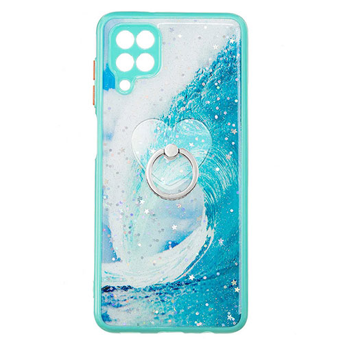 Silicone Candy Rubber Gel Fashionable Pattern Soft Case Cover with Finger Ring Stand Y01X for Samsung Galaxy A12 5G Green