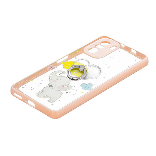 Silicone Candy Rubber Gel Fashionable Pattern Soft Case Cover with Finger Ring Stand Y01X for Xiaomi Mi 11i 5G Yellow