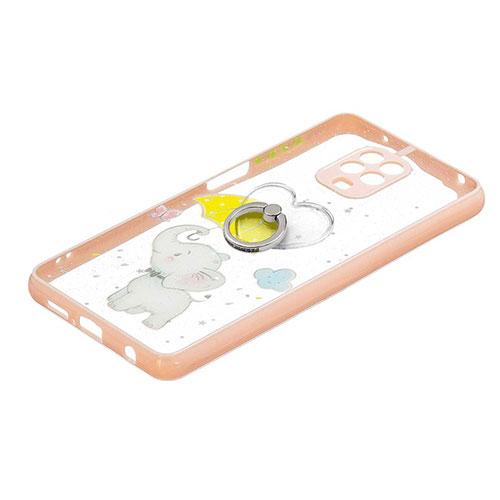 Silicone Candy Rubber Gel Fashionable Pattern Soft Case Cover with Finger Ring Stand Y01X for Xiaomi Poco M2 Pro Yellow