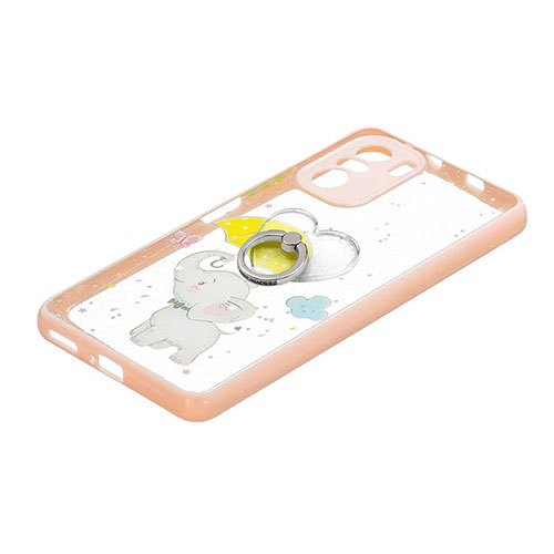 Silicone Candy Rubber Gel Fashionable Pattern Soft Case Cover with Finger Ring Stand Y01X for Xiaomi Redmi K40 5G Yellow