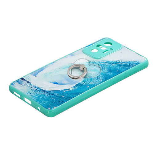 Silicone Candy Rubber Gel Fashionable Pattern Soft Case Cover with Finger Ring Stand Y01X for Xiaomi Redmi Note 10 Pro Max Green