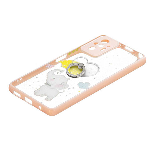 Silicone Candy Rubber Gel Fashionable Pattern Soft Case Cover with Finger Ring Stand Y01X for Xiaomi Redmi Note 10 Pro Max Yellow