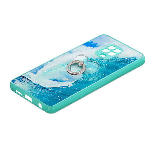 Silicone Candy Rubber Gel Fashionable Pattern Soft Case Cover with Finger Ring Stand Y01X for Xiaomi Redmi Note 9 Pro Max Green