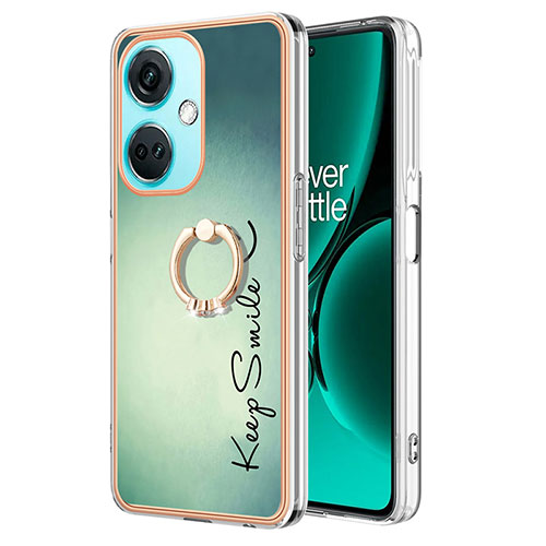 Silicone Candy Rubber Gel Fashionable Pattern Soft Case Cover with Finger Ring Stand Y02B for OnePlus Nord CE 3 5G Green