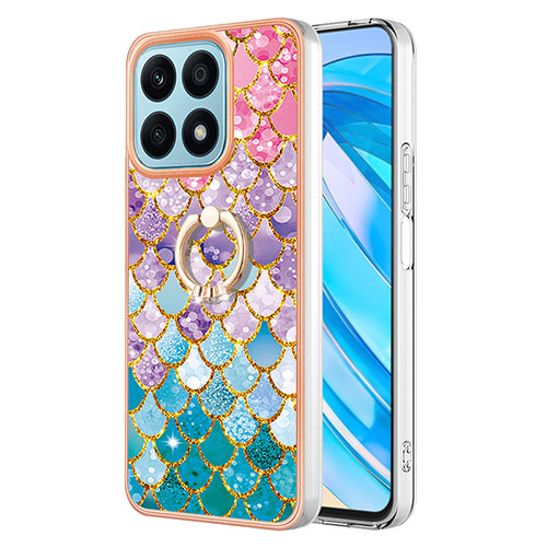 Silicone Candy Rubber Gel Fashionable Pattern Soft Case Cover with Finger Ring Stand Y03B for Huawei Honor X8a 4G Colorful