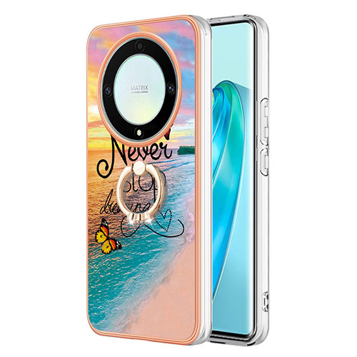 Silicone Candy Rubber Gel Fashionable Pattern Soft Case Cover with Finger Ring Stand Y03B for Huawei Honor X9a 5G Mixed