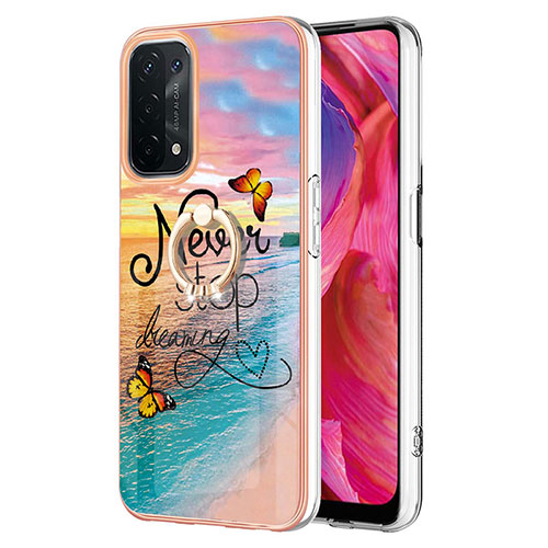 Silicone Candy Rubber Gel Fashionable Pattern Soft Case Cover with Finger Ring Stand Y03B for Oppo A93 5G Mixed